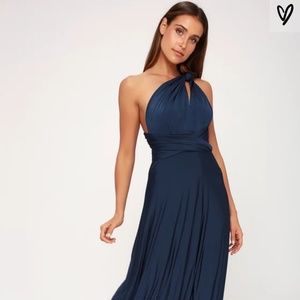 Lulu's Always Stunning Convertible Navy Blue Dress